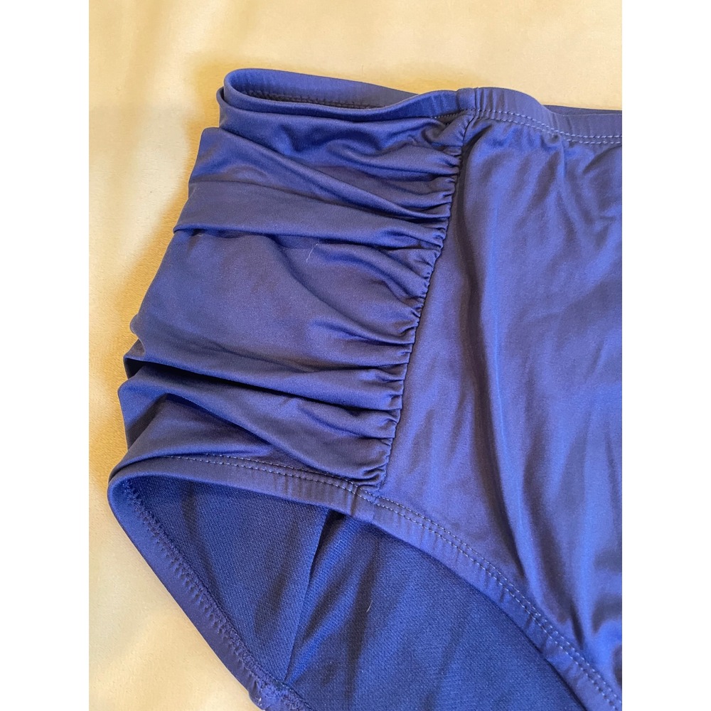 Apt. 9 Womens Navy Blue Ruched High Waisted Bikini Bottoms Size 2X Full Coverage - Picture 5 of 11